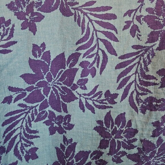 Jamaica Jaxx Linen Blend Tropical Shirt Womens XL Blue Purple Floral Lightweight - Picture 8 of 11